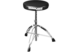 SONICAKE Drum Throne Adjustable Drum Stool Foldable with Anti-Slip Padded Seat Black