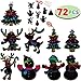 JOYIN 72 Pcs Christmas Scratch Art Ornaments, Rainbow Color Scratch Paper Craft Kit Include Snowman, Christmas Tree, and Reindeer, Scratch Off Hanging Ornament for Kids Party Favor