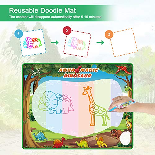   Aqua Drawing Mat for Kids - YEEBAY Water Magic Doodle Toys - Mess Free Coloring Painting Educational Writing Mats - Xmas Gift for Toddlers Boys Girls Age of 2,3,4,5,6 Year Old