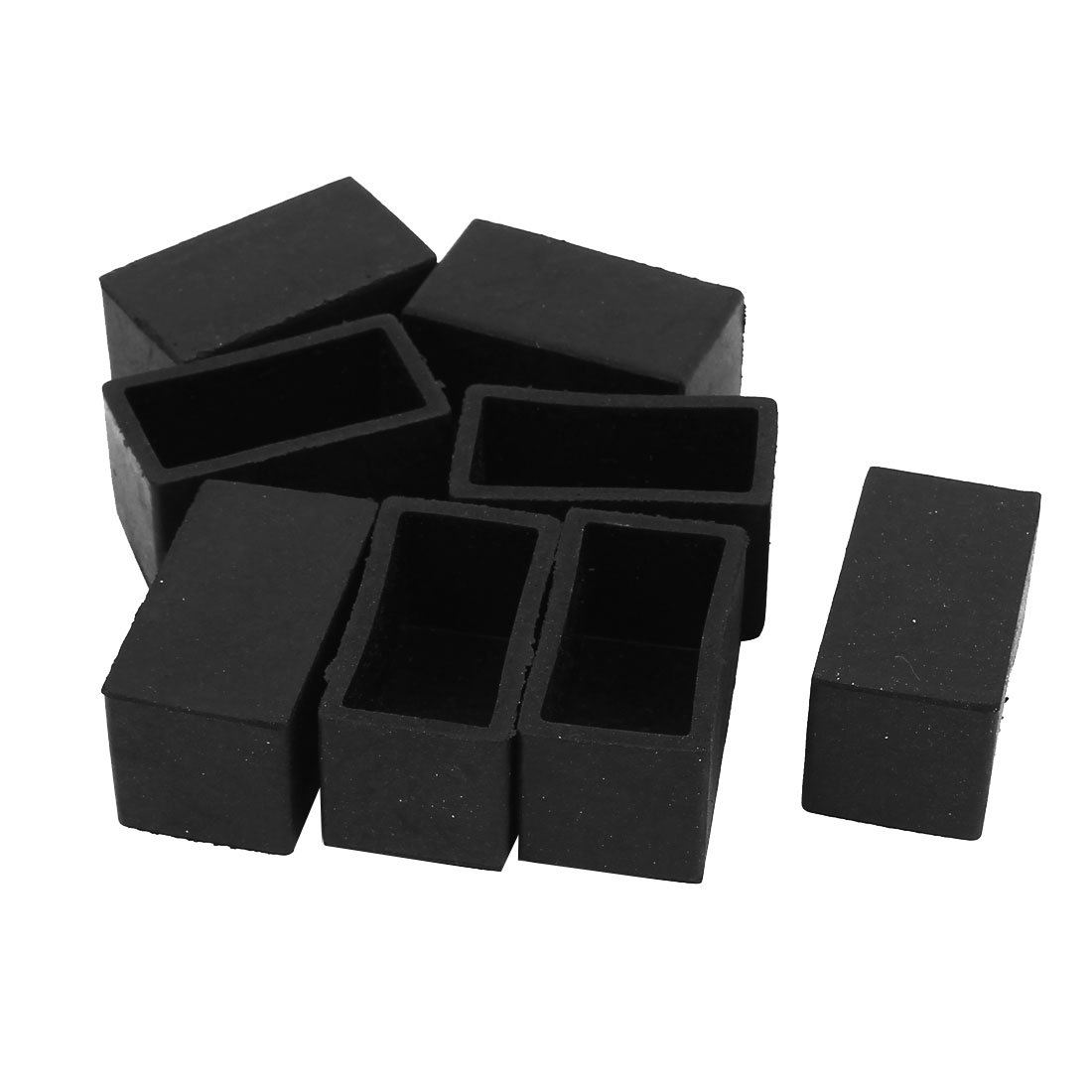 sourcing map Plastic Rectangle Shaped Furniture Table Chair Leg Foot Cover Cap 40mm x 20mm 8pcs Black