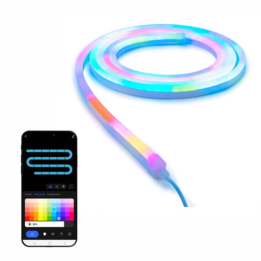 ValueLights | RGBIC Smart Rope Light, Smart WiFi App Control, Music Sync Colour Changing LED Lights Alexa and Google Compatible – 3M | Smart Lighting & Home Tech Improvements Essential