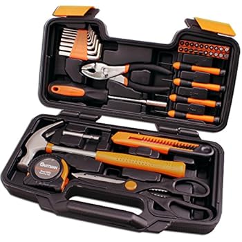 Cartman Orange 39 Piece Tool Set General Household Hand Tool Kit With Plastic Toolbox Storage Case