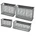 Magnetic Storage Baskets File Holder Metal Mesh 4Pcs 1 Set Magnetic Sturdy Mesh Desk Tray/File Organizer/Office Supply Caddy/Letter Holder/Magnet Basket, Silver