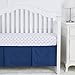 TILLYOU Crib Bed Skirt Navy Pleated for Baby Boys Girls, 100% Natural Soft Dust Ruffle, Standard Nursery Bedding Toddler Bedskirt Solid, 14