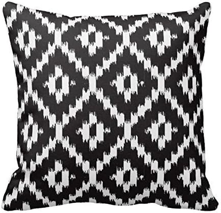 WEVIANTY Black and White Ikat Pattern Pillows Decorative Cushion Cover Pillowcase 20x20 Inch
