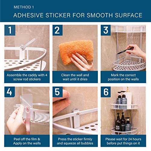 homyhomi No Drill Shower Shelf Corner, Shower Caddy Organizer, Shampoo