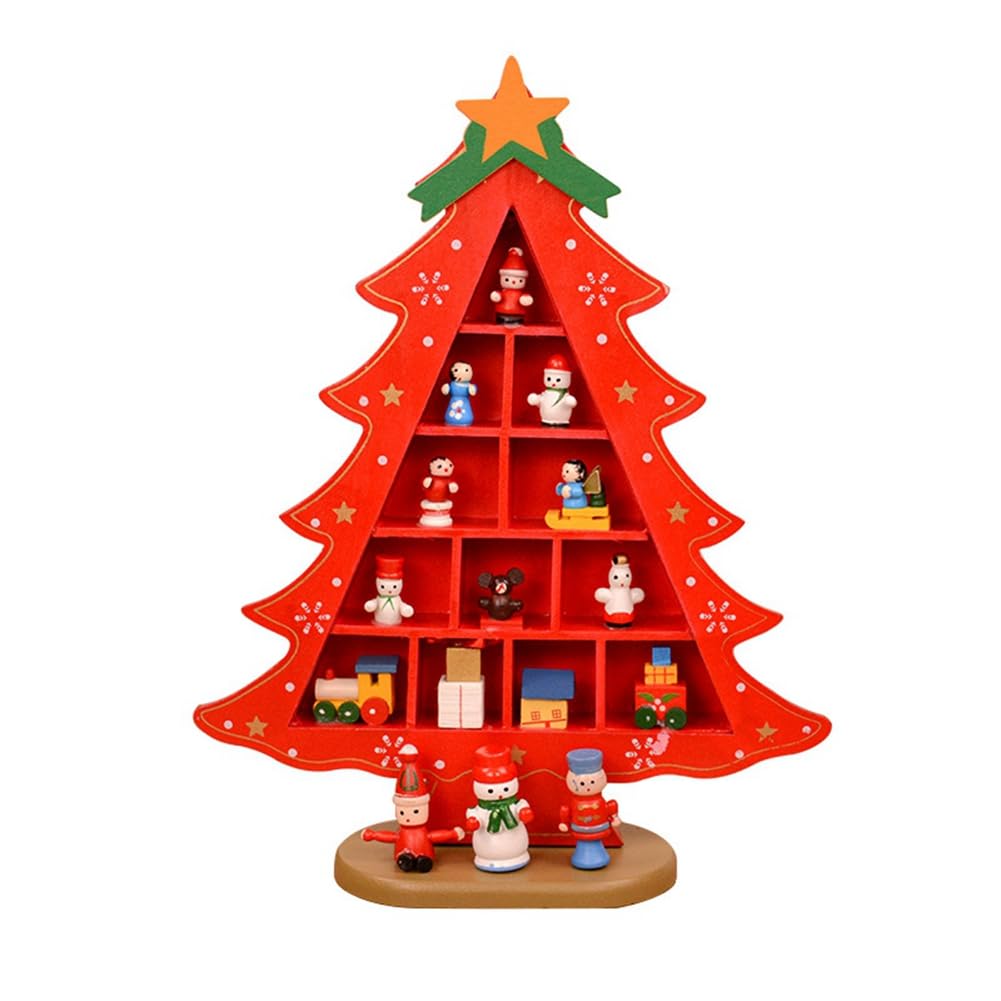 Eleqldwen 1 Pieces DIY Wooden Christmas Trees Window Shop Mall Desktop Display Props Ornament