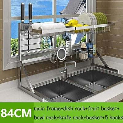 Lwzoyqa Dish Rack 64 84cm Stainless Steel Drying Basin Sink Rack