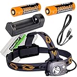 Fenix HP25R 1000 Lumen USB rechargeable CREE LED Headlamp, 2 X Fenix 18650 rechargeable Li-ion batteries,ARE-X1 charger with EdisonBright BBX3 battery carry case bundle