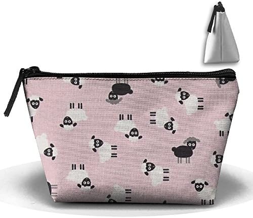 Pink Minis Sheep Trapezoid Travel Storage Pouch Oxford Cloth Comestic Bag Portable Handy Kit Packing Organizer 10"x4.9"x6.3"