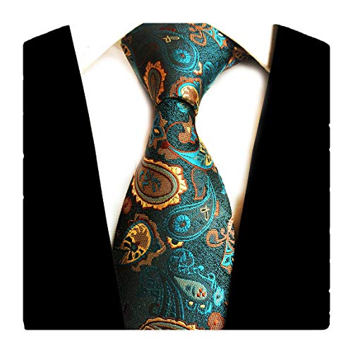GUSLESON Brand New Mens Paisley Silk Ties for Wedding(0694-01)