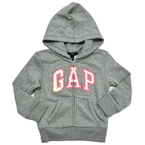 Gap Girls Zip up Fleece Arch Logo Hoodie (Gray, X-Small) Gap Girls Zip up Fleece Arch Logo Hoodie (Gray, X-Small)