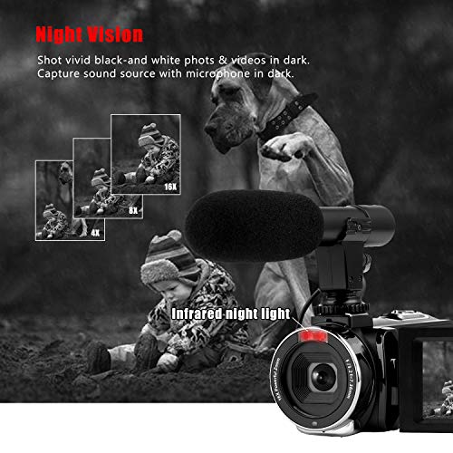 Videocmara-4K-Cmara-de-Video-WiFi-Videocamara-con-micrfono-Full-HD-1080P-30FPS-Cmara-Vlog-de-Pantalla-Tctil-de-3HD-para-Youtube-con-Visin-Nocturna-por-Infrarrojos-y-Control-Remoto