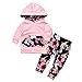 Lovely Baby Girls Outfit Winter Floral Hoodie with Pocket Flower Long Pants Set Leggings 2pcs (0-3M, Floral)