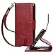 Arae Case for Samsung Galaxy PU Leather Wallet Case Cover (S10-6.1 inch, Wine Red)