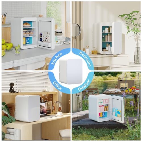 ARTETHYS Mini Fridge for Bedrooms 20L Small Car Fridge Mini Refrigerator with System Cooler and Warmer for Home Office, 220V AC/12V DC, White