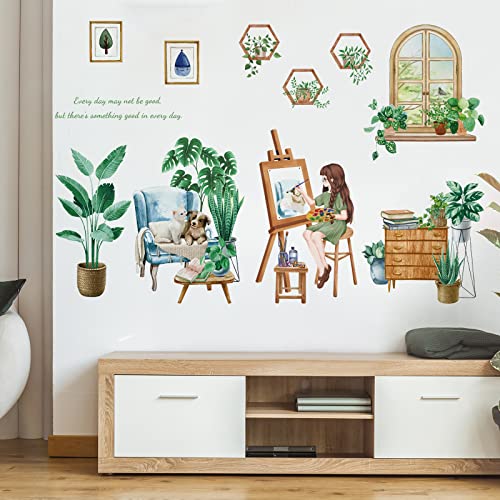 Sazfli Wall Decals, Large Wall Stickers for Bedroom and Living Room | Plants, Girls, Animals | Removable Stickers for Home Walls Decoration as Housewarming Birthday Gift, HT94042