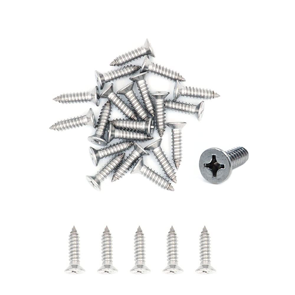 500X NUZAMAS 6G*19 304 Stainless Steel Self-Tapping Screws Cross Flat Countersunk Head Screw Miniature Screw Wood Screw Self-Tapping Screws and Wood Screw(ST3.5 * 19)