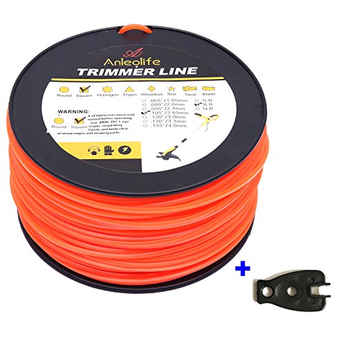 Anleo Anleolife 3-Pound Commercial Square .105-Inch-by-625-ft String Trimmer Line in Spool,with Bonus Line Cutter, Orange
