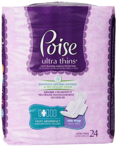 Poise Ultra Thin Light Pads With Wings 24 count (Pack of 6)