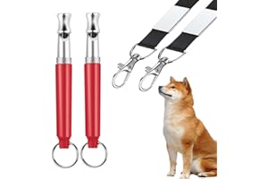 POOUTY Professional Dog Training Whistles to Call Your Dogs, Whistles to Make Dogs Come to You, Adjustable Ultrasonic Silent That Only Dogs Can Hear, Pet Training Whistle with Lanyard for Recall (Red)