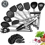 21 PCS Kitchen Utensil Set,AILUKI Silicone & Stainless Steel Spatula Set, Nonstick Non-Scratch And Heat Resistant Cookware Set,Great Kitchen Tools For Gift