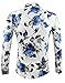 APTRO Men's 100% Cotton Floral Shirt Long Sleeve Flower Shirt
