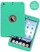 iPad Mini Case, Vogue Shop 2in1 Hybrid Case Cover for iPad Mini 1 2 3 Hard Cover for iPad Mini Printed Design Pc+ Silicone Hybrid High Impact Defender Case Combo Hard Soft Case Cover (Aqua+Grey)