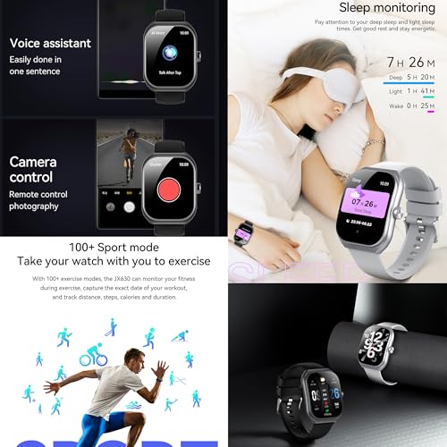 MYSHUN Reloj Inteligente Mujer con Llamadas, 2,01 Pulgada Smartwatch Hombre Deportivo con Podometro Pulsometro SpO2 Sueño Presion Arterial Actividad IP68 Reloj Digital para iOS Android (Negro)