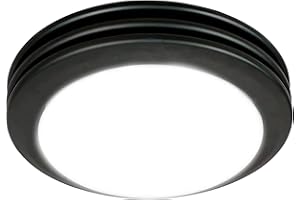 Akicon Ultra Quiet Bathroom Exhaust Fan with LED Light 80CFM 2.0 Sones Round Bathroom Ventilation Fan with Frosted Glass Cover Matte Black Finish (Matte Black)