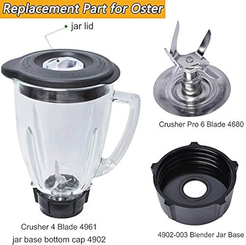 Blender Glass Jar Replacement for Oster,6 Cup Glass Jar+ 4961&4980