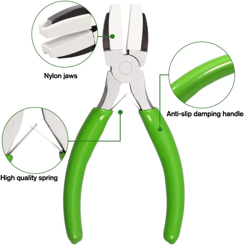 SPEEDWOX Mini Flat Nose Bent Nose Pliers 5 Inches - Nylon Jaw - 3 Pcs Jewelry Making Tool Set, Multicolour, Medium - Image 5