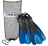 Cressi Palau Short Snorkeling Fins with Mesh Bag, Blue, X-Small/Small