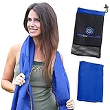 Microfiber Quick Dry Travel Towel - Best Lightweight & Sports Towel for Beach, Fitness, Gym, Yoga, Bath - Antibacterial & Extra Absorbent - Free Carry Bag for Easy Storage