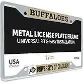 Desert Cactus University of Colorado License Plate Frame Buffaloes Buffs Metal Car Tag Holder for Front or Back of Car Officially Licensed (Mascot)
