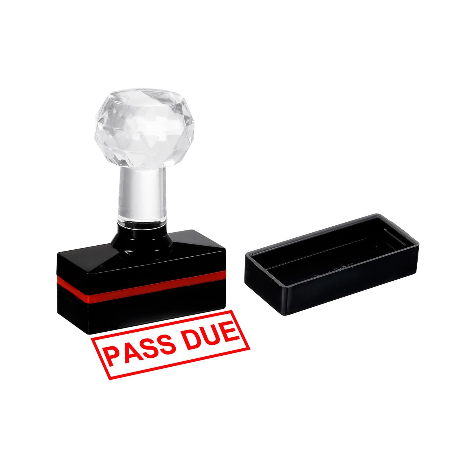 PATIKIL Pass Due Stamp Self Inking, Red Ink Office Stamps Pre Inked Message Stamp Refillable Business Stamp, Black