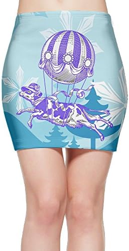 AiJiLiFang Cattle On A Hot Air Balloon Women's Sexy Party Mini Bust Tight Skirt