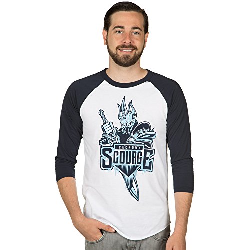 World of Warcraft Men's Icecrown Scourge Raglan Shirt (White/Navy, Small)