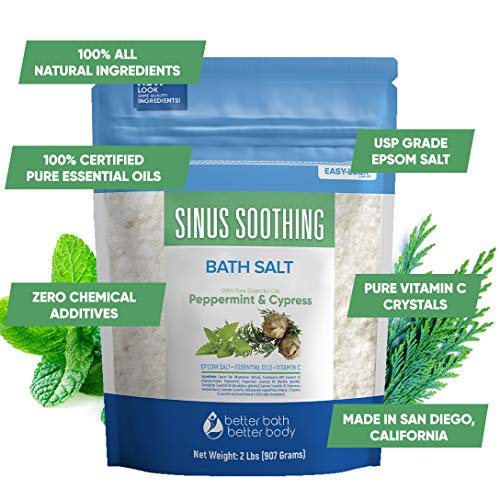 Sinus Soothing Bath Salt 32 Ounces Epsom Salt with Peppermint, Eucalyptus, Cypress and Lavender Esse - //coolthings.us