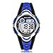 AZLAND Waterproof Swimming Frozen Sports Watch Boys Girls Led Digital Watches for Kids, Updated Version Three Alarms,Blue
