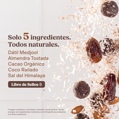 Dat Snack Bolas de Energía de Dátil con Cacao, Coco y Almendra, Snack Saludable Sin Azúcar Añadida, Solo 5 ingredientes con Proteína Vegetal y Fibra (3 Pack, 360g total)