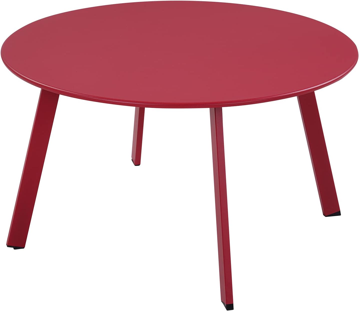 Grand patio Round Steel Patio Coffee Table, Weather Resistant Outdoor Large Side Table, Red