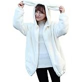 YeeSupe Winter Fluffy Bunny/Bear Coat Hoodie With Ears&Tail For Women Men Winter Zip Jacket Cosplay Rabbit Sweater Jacket