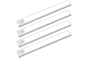 Ultra-Slim LED Motion Sensor Light with Magnetic Backing, 4-Pack for Kitchen, Wardrobe, Cabinet and Stairs(White)