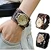 Creazy Retro Punk Rock Brown Big Wide Leather Bracelet Cuff Men Watch Cool (Black)