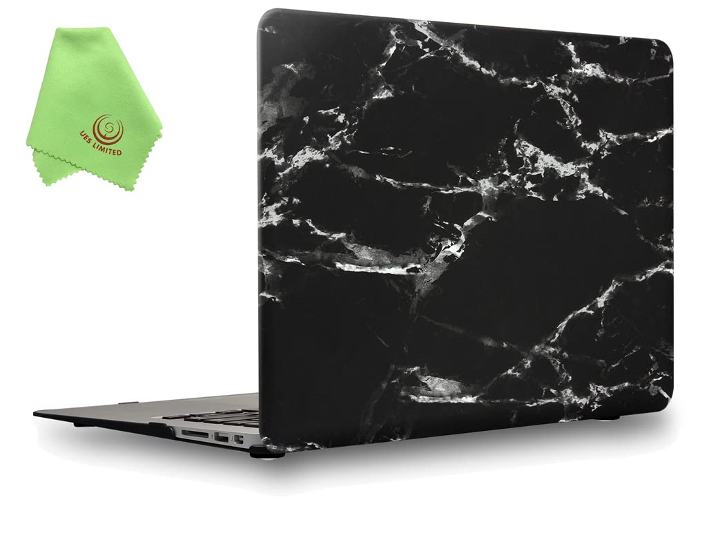 UESWILL Marble Pattern Smooth Touch Hard Shell Case Cover Compatible with 2010-2017 MacBook Air 13 inch (A1466/ A1369), (Black/White)