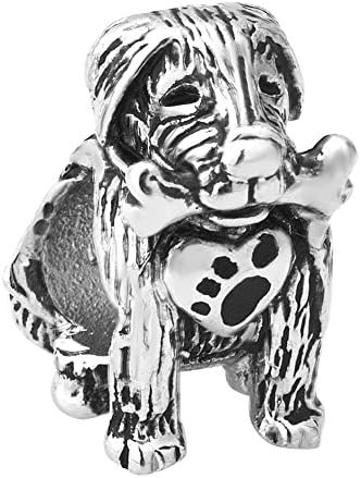CHARMED LIFE Cute Puppy Dog With Dog Bone Charm For Pet Lovers Beads Fit European Bracelets