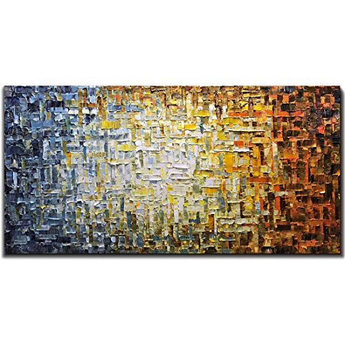 Metuu Modern Canvas Paintings, Texture Palette Knife Multicolored Gradual Vortex Paintings Modern Home Decor Wall Art Painting Colorful 3D Wall Decoration Ready to hang Ready to hang 24x48inch
