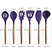 Maphyton Silicone Cooking Utensils, 6 Pieces Nonstick Heat Resistant Kitchen Tool Set BPA Free with Natural Wood Handle Purple