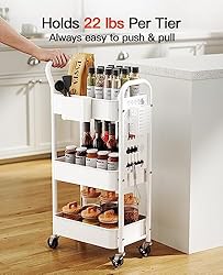 Pipishell 3-Tier Rolling Cart, Metal Utility Cart